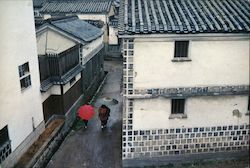 A Row of Old Houses in the Rain Shower, Kurashiki Japan Postcard Postcard Postcard