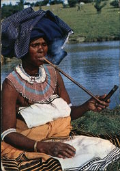 Xhosa woman smoking her pipe South Africa Postcard Postcard Postcard