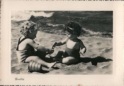 Rivalry - Babies on the Beach with a Single Shovel Postcard