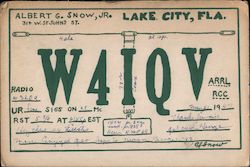 W4IQV - Albert G. Snow, Jr., 314 W. St. Johns Street Lake City, FL Postcard Postcard Postcard