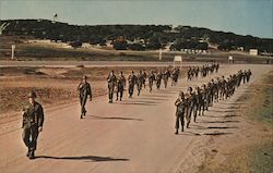 Fort Ord - Trainees on a Road Headed for Exercise Postcard