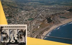 Aerial View of Ventura from Seacoast to Mountains Postcard