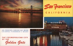 San Francisco-Oakland Bay Bridge - Colorful Fisherman's Wharf California Postcard Postcard Postcard