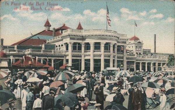 In Front of the Bath House Long Beach, CA Postcard