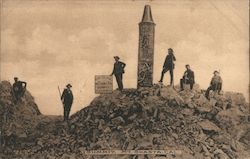 Summit Mt Shasta, Men posing with memorial and sign Mount Shasta, CA Postcard Postcard Postcard