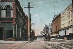 Cor. Main and American Sts., Looking West on Main St. Stockton, CA Postcard Postcard Postcard