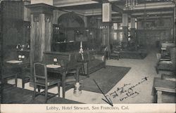 Lobby, Hotel Stewart Postcard