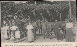 Mark West Stage Showing Portion of Hotel in the Background Postcard