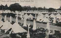 Tents and Company St., Camp Fremont, Cal Palo Alto, CA Postcard Postcard Postcard