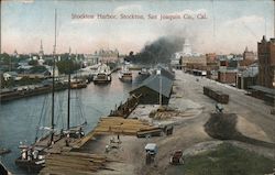 Stockton Harbor, docks, paddle boat, lumber California Postcard Postcard Postcard