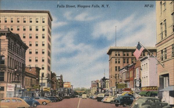 Falls Street Niagara Falls, Ny Postcard