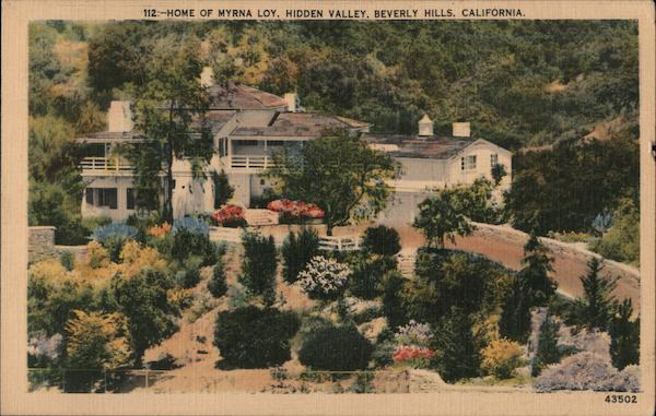 Home of Myrna Loy, Hidden Valley Beverly Hills, CA Postcard