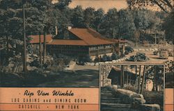 Rip Van Winkle log cabins and dining room Catskill, NY Postcard Postcard Postcard