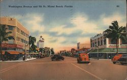 Washington Avenue and 5th St. Miami Beach, FL Postcard Postcard Postcard