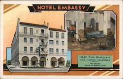 Embassy Hotel San Diego, CA Postcard Postcard Postcard