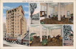 Hotel Stillwell, lobby, fountain, palm trees Los Angeles, CA Postcard Postcard Postcard