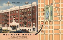 Olympic Hotel and map Postcard