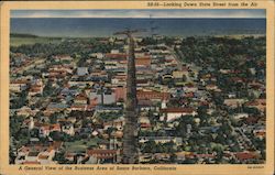 A General View of the Business Area Looking Down State Street from the Air Santa Barbara, CA Postcard Postcard Postcard