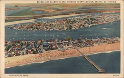 Balboa and Balboa Island, showing Ocean and Bay California Postcard Postcard Postcard