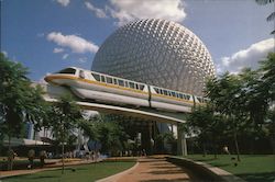 Future World Monorail Circles Spaceship Earth - Epcot Center Postcard