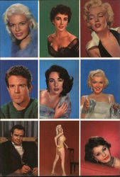 Quantity Postcards Examples. Marilyn Monroe, Sophia Loren, Liz Taylor, Jayne Mansfield, Warren Beatty, Marlon Brando Advertising Postcard