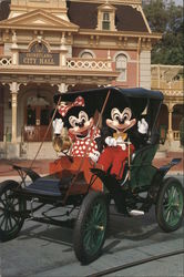 Touring Town Square. Mickey and Minnie Mouse driving a Model T. Anaheim, CA Postcard Postcard Postcard