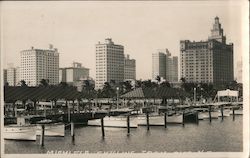 Miami FL skyline and boat marina Florida Postcard Postcard Postcard