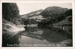 Scene at the city reservoir. Mt. St. Helena andn its reflection Postcard