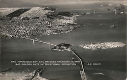 San Francisco Bay and Bridges, Treasure Island - 1940 Golden Gate International Exposition California Postcard Postcard Postcard