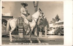 Leo Carrillo on horse Santa Barbara Fiesta 1941 California Postcard Postcard Postcard