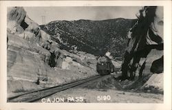 Train in Cajon Pass, San Bernardino County Postcard