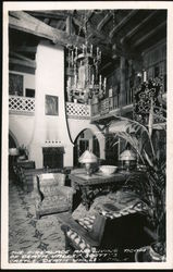 The Fireplace and living room of Death Valley Scott's Castle Postcard