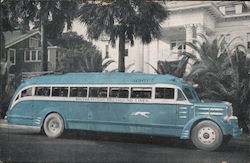 Southeastern Greyhound Lines Blue bus, map Postcard