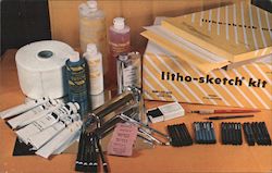 Litho-Sketch Kit art supplies ad Postcard