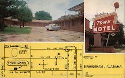 Town Motel, map Postcard