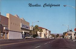 Main Street view, 76 gas station Postcard