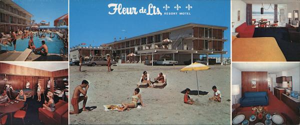 Fleur de Lis Resort Motel Wildwood Crest, NJ Large Format Postcard