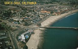 Aerial of the famous beach and boardwalk at Santa Cruz California Postcard Postcard Postcard