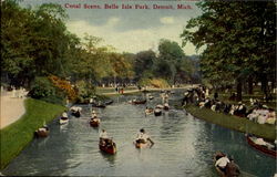 Canal Scene, Belle Isle Park Detroit, MI Postcard Postcard