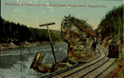 Giant Rock & Trolley Line Through The Gorge Postcard