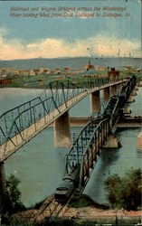 Railroad And Wagon Bridges Across The Mississippi River Dubuque, IA Postcard Postcard