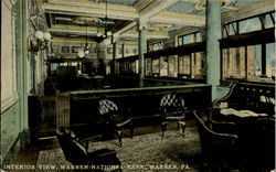 Interior View Warren National Bank Pennsylvania Postcard Postcard