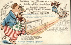 Pigs Bowling Lottery Advertising Postcard