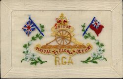 Embroidered Silk Flags RGA Royal Garrison Artillery Postcard