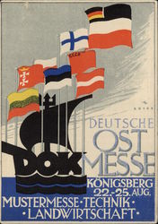 Konigsberg Fair & Ship German Germany Poster Style Postcard Postcard Postcard