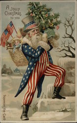 RARE Santa Claus Uncle Sam Squeaker Postcard Postcard Postcard