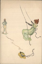 Girl & Swing Postcard