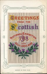 Scottish Exhibition 1908 Woven Silk Scotland Postcard Postcard Postcard