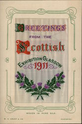 UK Glasgow Scottish Exhibition 1911 Woven Silk Scotland Postcard Postcard Postcard