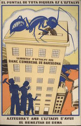 Commercial Bank of Barcelona Ant on Skyscraper Family Bank Services Postcard